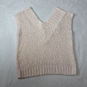 80s Vintage Pink Sweater Vest Sleeveless Boucle Knit Beldoch Petites Small